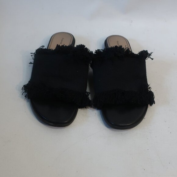 Proenza Schouler Black Fray Fringe Trim Canvas Slip-On Slide Sandal 38.5 US/8.5 - Picture 3 of 16